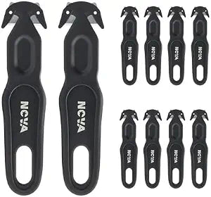 Nova Safety Cutter Tool, Safety Box Cutter Knife, Ergonomic Film Cutting Blade, Box, Strap, Carton, Package, Envelope and Letter Opener (10 Piece - Black)