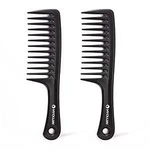 HYOUJIN Two Set Large Wide Tooth Comb Detangling Wet or Dry Combs for Shower, Hair Styling Brush for Natural, Curly, Long Hair for Women and Men