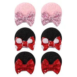 6 PCS Hair Bow for Girls Ears Hair Clips Sequin Polka Dot Bow with Alligator Clip Hair Bows Ears Barrettes Hair Accessories for Baby Girls Toddlers Infant Fine Hair