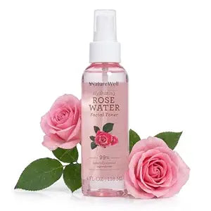 NATURE WELL Rose Water Hydrating Facial Toner Mist for Dewy & Radiant Skin, Refreshing, Conditioning, Soothing, Moisturizing, Perfect for Travel, 4 Fl Oz