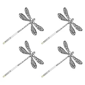 Mabor Dragonfly Hair Clip, Silver Antique Decorative Bobby Pins for Prom Birthday Party Wedding Retro Hair Styling Pins Accessories for Women Girls Bride French Hairpins
