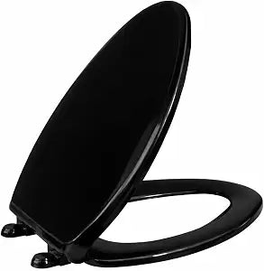 VICAR M-100 Slow Close Elongated Toilet Seat No Slam Quiet Close, Closed Front, Adjustable Fit, Durable Plastic, Black