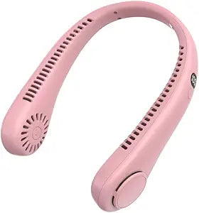 Portable Bladeless Neck Fan Γ Hands-Free Wearable Cooling Fan with 3 Speeds, USB Rechargeable, Quiet & Lightweight Personal Air Conditioner for Outdoor, Sports, Travel, Office (Pink)