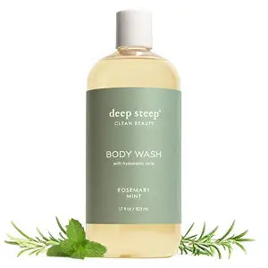 Deep Steep Body Wash, Rosemary Mint, 17oz – Hyaluronic Acid, Vegan