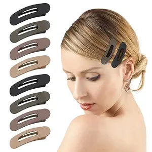 8-Pack Flat Hair Clips for Women, 3.1-Inch Flat Claw Clips, Coffee Mix