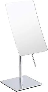 Table Standing Rectangular Vanity Makeup Mirror with 3X Magnification, Made of 304 Stainless Steel, for Hotel Bathroom Polished Chrome