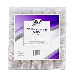 Disposable Processing Caps 21 Inch - 100 Count Bulk Pack - Clear Plastic Hair Treatment Caps for Coloring, Conditioning, Hot Oil - Salon & Home Use