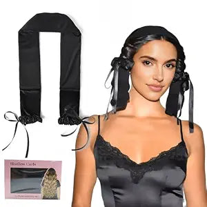 Heatless Hair Curlers Overnight,No Heat Hair Curlers to Sleep in, Soft Rollers Ribbon Wrap for Long Hair, Heatless Curling Headband Overnight Blowout Curlers Sleep Hair Tie for Medium Long (Black)