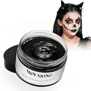 Temporary Hair Clay Pomades 4.23 oz, Natural Hair Dye Material Disposable Hair Styling Clay Ash for Cosplay. Halloween, Party (Jet Black)