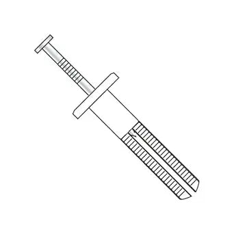 1/4" x 2" Hammer Drive Anchors/Round Head/Nylon/Steel Zinc Nail (Carton: 100 pcs)