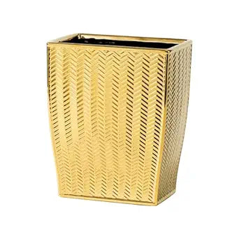 Bathroom Trash Can, Stylish Garbage Container Bin for Living Room, 1.32 Gallon/5 Liters Gold Small Trash Can, Waste Basket for Bathroom, Kitchen, Office, Bedroom-Room Decor