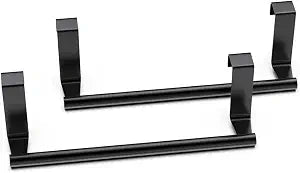 Towel Rack for Cabinet, Strong Steel Kitchen Over Cabinet Towel Bar Holder, 9" Wide - 2 Pack - Black