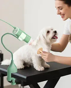2-in-1 Hands-Free Dog Hair Dryer with Table Clamp Low Noise Pet Grooming Dryer for Dogs & Cats, Adjustable Heat & Speed, Wearable or Desktop Use(Green)