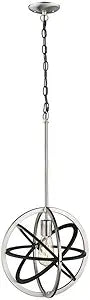 Millennium 3395-MB/BN Transitional One Light Pendant from None Collection in Pewter, Silver Finish, Matte Black/Brushed Nickel