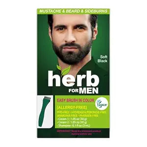 Herb for Men Mustache & Beard Dye (Soft Black, 1 Pack)
