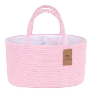 19L Baby Diaper Caddy Organizer, 16.8"x9.8"x9" Cotton Rope Diaper Basket, Changing Table Storage Caddy With Removable Divider, Baby Basket for Nursery, Car, Diapers, Baby Shower Gifts for Newborn