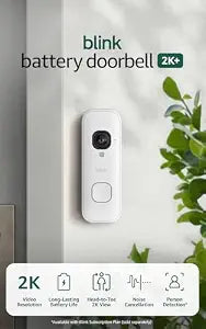 Blink Battery Doorbell 2K+ (newest model) Wireless video doorbell, 2K resolution, enhanced audio. Required Sync Module not included Add-On (White)