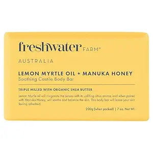 Freshwater Farm Australia Pure Lemon Myrtle & Manuka Honey Bar Soap, 7 oz