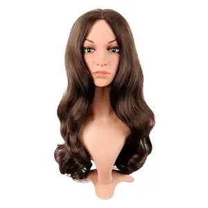 MapofBeauty 22 Inch Long Curly Hair Middle Part Cosplay Wig, Brown
