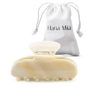 Hana Mia Medium Cream White Claw Clip, 3 Inch Acetate Hair Clip for Women