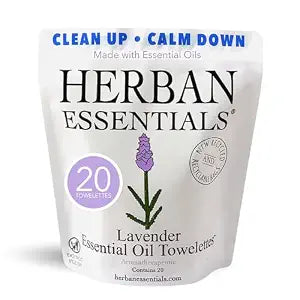 Herban Essentials Lavender Wipes & Towelettes, Essential Oil, 20 Count