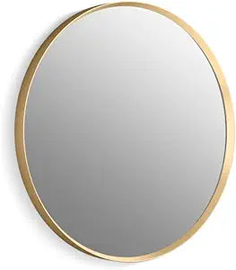 Kohler Essential 22 in. W x 22 in. H Round Framed Wall Mount Bathroom Vanity Mirror in Moderne Brushed Gold