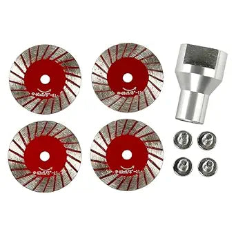 LOZLIN 5-Piece 40mm Diamond Engraving Blade & Saw Kit with Removable Flange (5/8-11 Thread) for Granite Marble Ceramic PVC Precision Lettering - Multi-Material Carving Tools-Red
