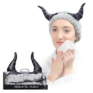 Disney Spa Headband, Soft, Plush, Adjustable, and Fun Hair Accessory for Skincare and Makeup Routines, Maleficent by Belle Masion