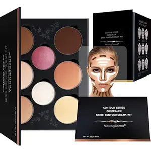 Youngfocus Cosmetics Cream Contour Best 8 Colors Contouring Foundation - Highlighting Makeup Kit/Concealer Palette - Vegan, Cruelty Free and Hypoallergenic - Instruction Manual���Face Blus