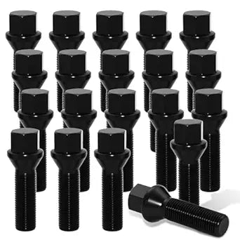 M14x1.5 Extended Lug Bolts 40mm Shank Length, Conical Seat Compatible with X3 E83 X5 E53 7 Series E6x Aftermarket Wheel Lug Bolts, 20PCS, Black