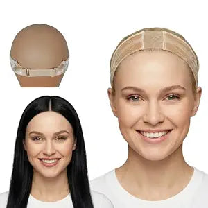 LIT UNICORNS Wig Grip Band with Silicone | Non-Slip to Keep Wig in Place | Premium Adjustable Velvet Gripper for Lace Front Wigs (Beige)
