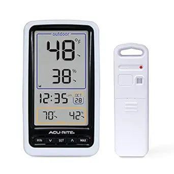 AcuRite 01136M Wireless Thermometer with Indoor/Outdoor Temperature and Humidity, White