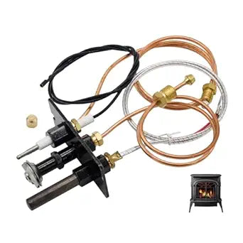 10002264 Natural 3 Way Gas Pilot Assembly Compatible with HHT, Majestic & VC NG, Temco, Vermont Castings, Dutchwest, Monessen Thermocouple Thermopile Replacement for Fireplaces