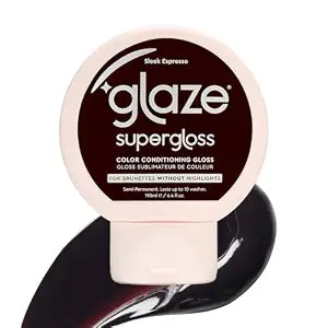 Glaze Supergloss Color Conditioning Gloss – Hydrating Semi-Permanent Color Hair Gloss & Shine Boost – For Natural Dark Brown Hair – 6.4 Fl Oz - Sleek Espresso