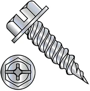 10-16X1 1/2 Combo (Slotted/Phil) Ind Hex Washer 1/4" Across Flats Full Thread Self Piercing Screw Zinc (Pack Qty 2,000) BC-1024PCW by Shorpioen