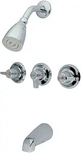 Kingston Brass KB130 Triple-Handle Tub and Shower Faucet in Polished Chrome