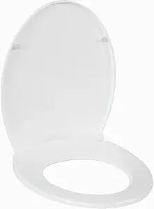 Garvee Toilet Seat Cover Round PP Material, Secure Locking Design, Full Flat Lid for Standard Round Toilets, Sturdy & Comfortable Fit, White