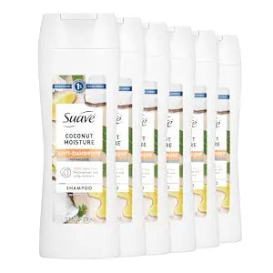 suave+ Coconut Moisture Anti-Dandruff Shampoo, 12.6 fl oz, 6-Count