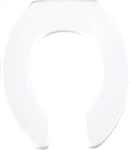 BEMIS 955SSCT Commercial Open Front Plastic Toilet Seat, Heavy Duty Industrial No Slam Seat without Lid, Secure Installation, Made in USA, Round, White