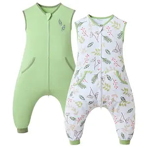 WONDAY Toddler Sleep Sack with Feet, 0.5 Tog Sleeping Sacks for Walking with Legs 12-18 Months 2T 3T 4T 5T (Green Leaf, 2T-3T)