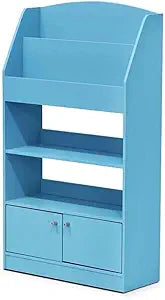 Furinno LOVA Book Shelf, Magazine Bookshelf, Bookcase with Storage Cabinet, 9.4 x 24.6 x 43.3, for Living Room, Bedroom, Home Office, Light Blue