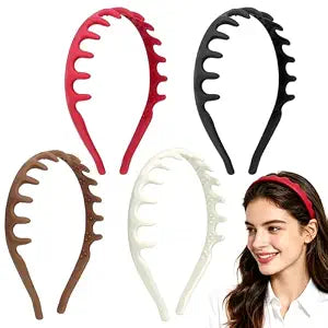 4 Pcs Headbands for Women, Toothed Non Slip Head Bands, No Headache Zig Zag Headbands, Soft Silicone U Shape Fashion Hair Headband, Comfortable and Stylish Design for Daily Wear, Ideal Gift for Women