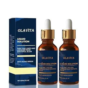 OLAVITA Liquid Solution Anti Aging Serum with Vitamin C, Supports Skin Elasticity & Collagen, Helps Improve the Look of Fine Lines and Wrinkles, 2Pcs