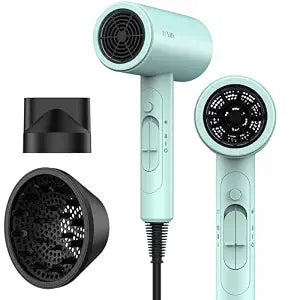 Funtin Hair Dryer Blow Dryer with Diffuser Brush Comb 1800W Full Accessories for Women Professional Tifunny Blue