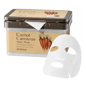 SKINFOOD Carrot Carotene Daily Sheet Mask, Korean Skincare Hack, 5-Minute Quick Hydrating, Soothing & Moisturizing Face Mask for Dry Skin, Glass Skin, Bulk Pack (30EA)