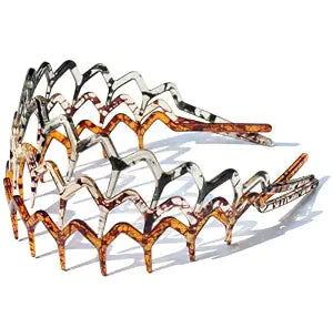 3PCS Zig Zag Headbands for Women Men, Plastic ZigZag Headbands with Teeth