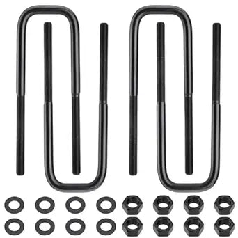 4pcs Extended Square Bend U-Bolts, 9.5" Long x 2.5" Wide x 9/16" Threads with Hardware