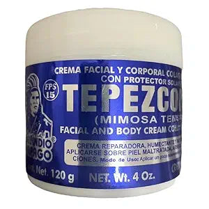 Del Indio Papago TEPEZCOHUITE 120g SKIN CREAM COLLAGEN & VITAMIN E SUNSCREEN SPF-15 White