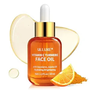Vitamin C Turmeric Face Oil, Brightening & Hydrating Facial Oil, Nourishing & Anti-Aging with Jojoba Oil & Squalane for Dark Spots, Dry Skin, Wrinkles & Uneven Skin Tone, for All Skin Types, 1 Fl Oz