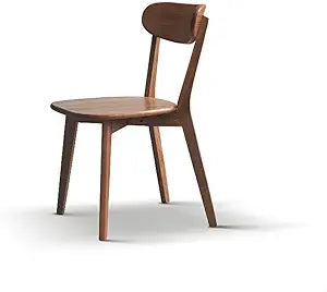 GDFStudio Solid Oak Dining Chair, FAS Grade North American Wood Kitchen Chair, Modern Armless Wooden Side Chair with Curved Backrest for Dining Room, Living Room, Set of 1, Walnut